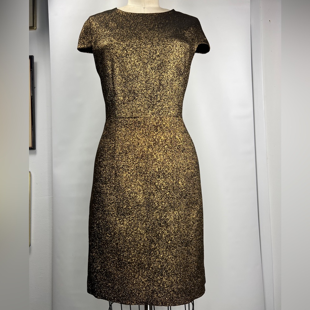 Diane von Fürstenberg, black and gold metallic dress size 10